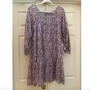 Long Sleeve Purple Patterned Dress